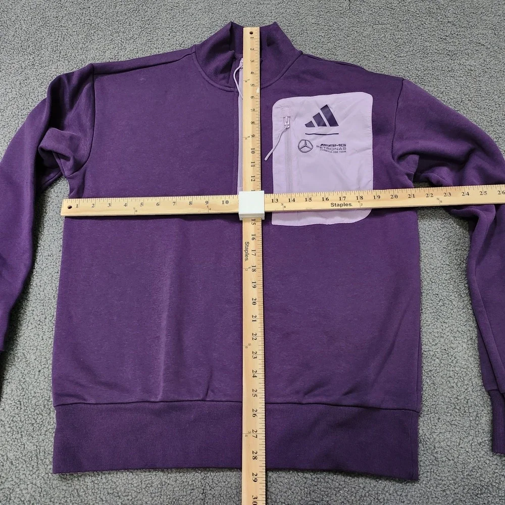 Mens Size M Adidas AMG Petronas F1 Premium Fleece Quarter Zip Top Purple JX8815